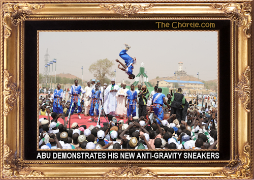 Abu demonstrates his new anti-gravity sneakers