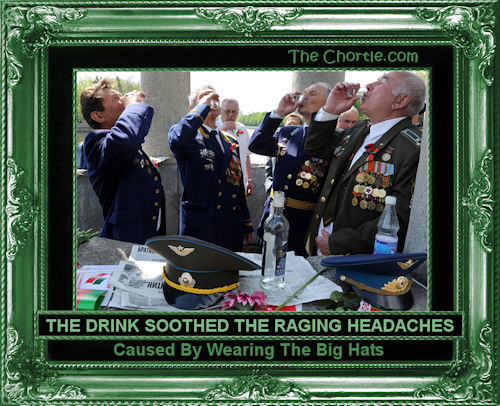 The drink soothed the raging headaches caused by wearing the big hats