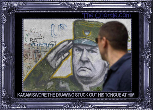 Kasam swore the drawing stuck out his tongue at him