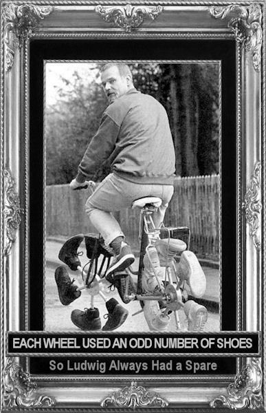 Each wheel used an odd number of shoes so Ludwig always had a spare