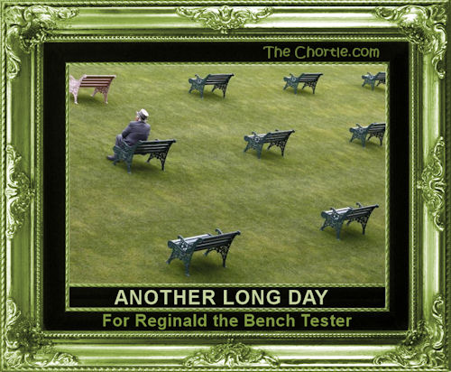 Another long day for Reginald the bench tester