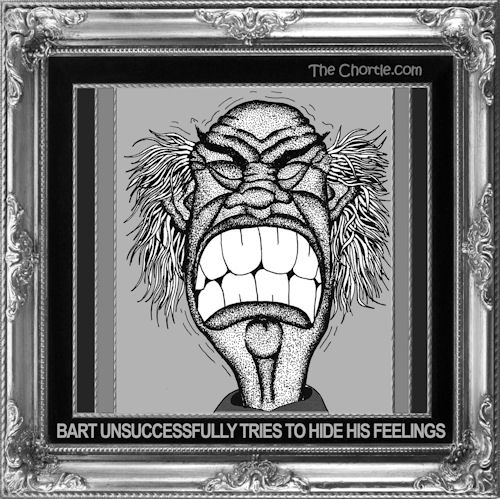 Bart unsuccessfully tries to hide his feelings.