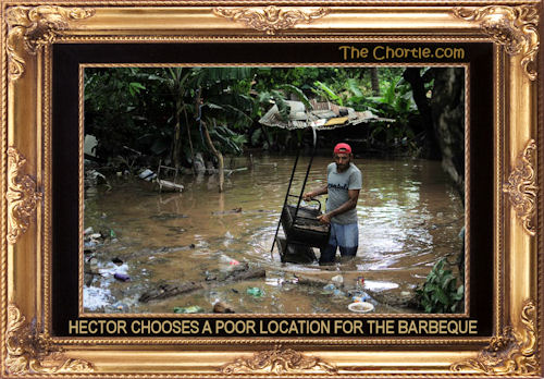 Hector chooses a poor location for the barbeque