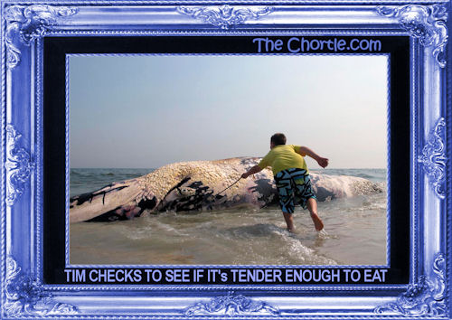 Tim checks to see it it's tender enough to eat