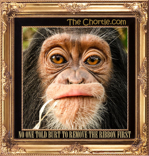 No one told Burt to remove the ribbon first