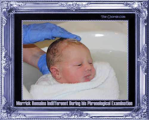 Merrick remains indifferent during his phrenological examination