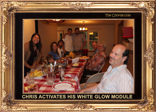 Chris activates his white glow module