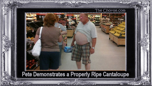 Pete demonstrates a properly ripe cantaloupe