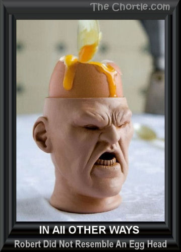 In all other ways, Robert did not resemble an egg head.