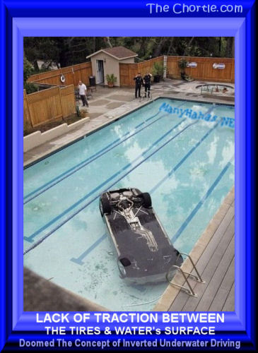 Lack of traction between the tires & water's surface doomed the concept of inverted underwater parking.