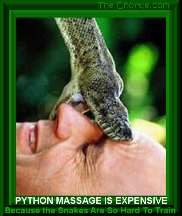 Python massage is expensive because the snakes are so hard to train