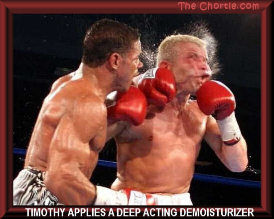 Timothy applies a deep acting demoisturizer