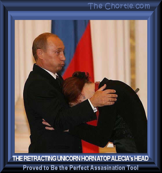 The retracting unicorn horn atop Alecia's head proved to be the perfect assanination tool.