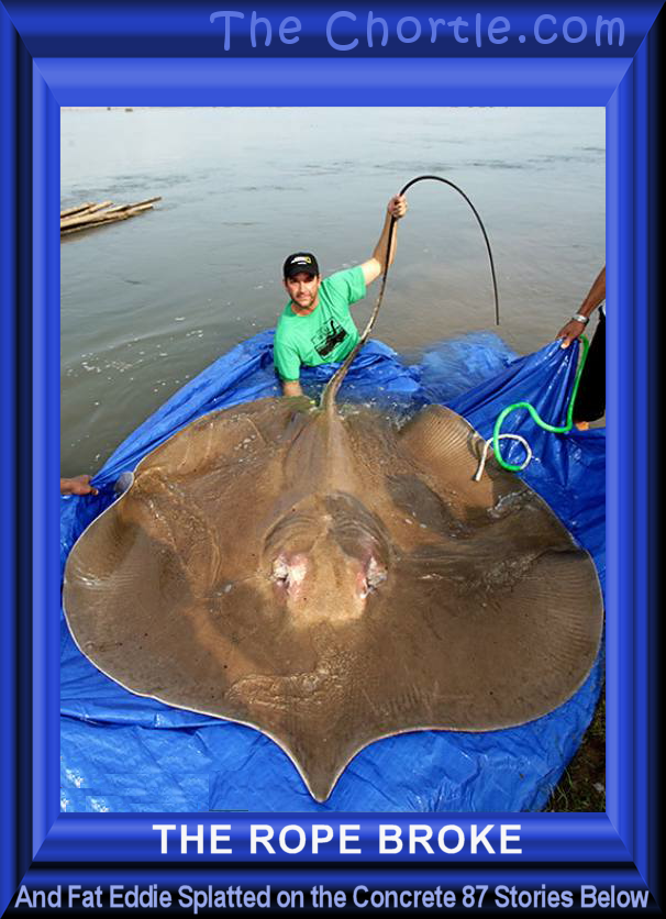 The rope broke and fat Eddie splatted on the concrete 87 stories below.