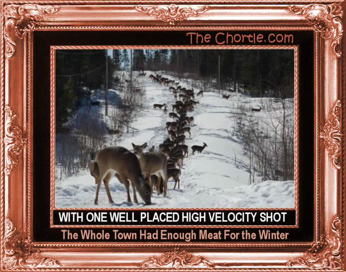 When one well placed high velocity shot, the whole town had enough meat for the winter.