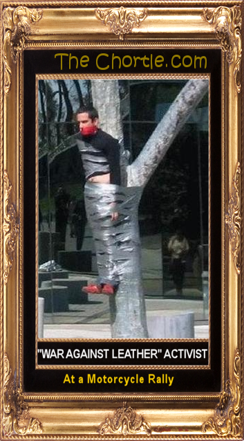 "War Against Leather" activist at a motorcycle rally.