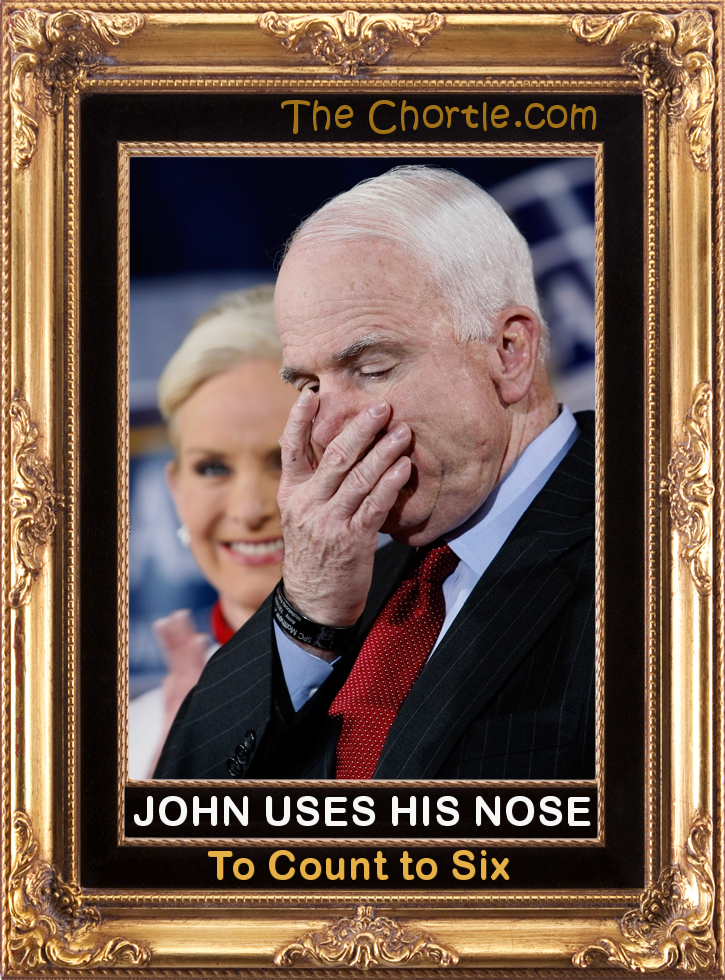John uses his nose to count to six.