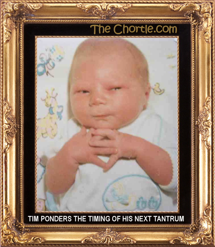 Tim ponders the timing of his next tantrum.