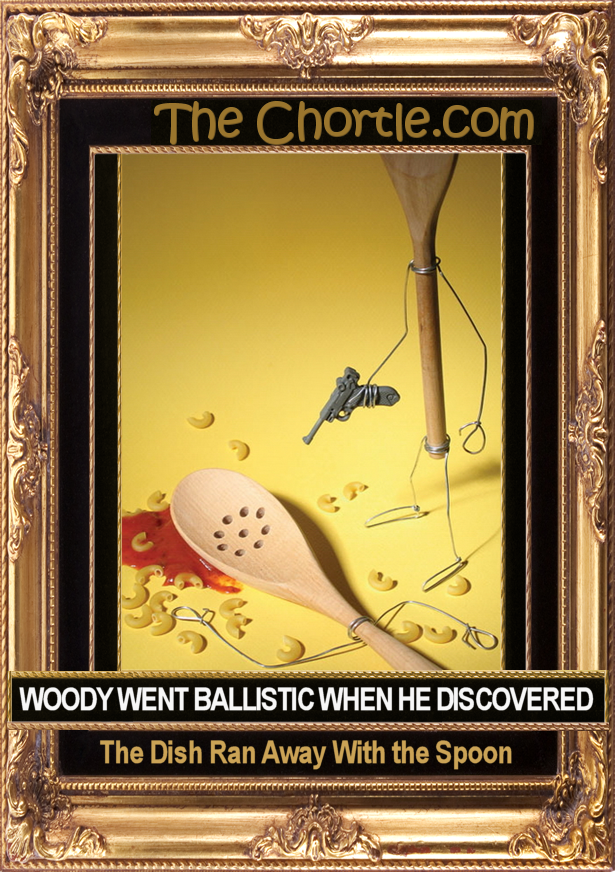 Woody went ballistic when he discovered the dish ran away with the spoon