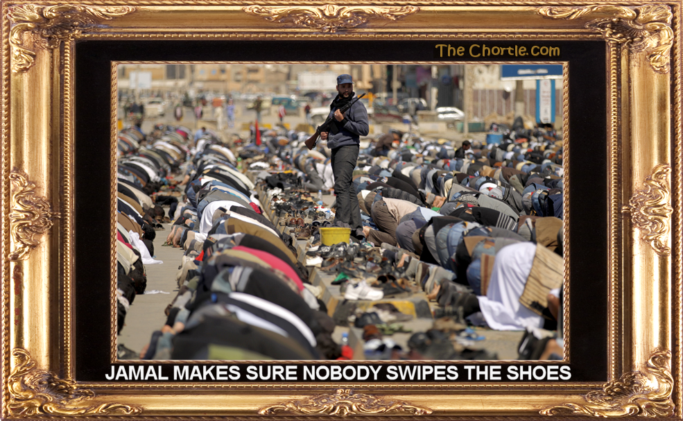 Jamal makes sure nobody swipes the shoes